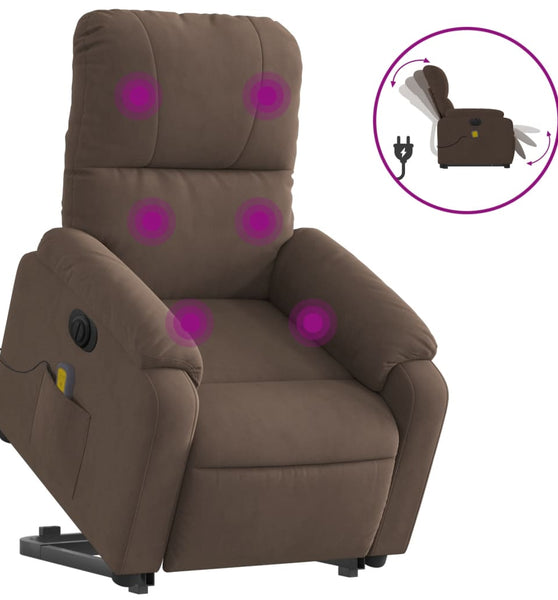 Massagesessel Aufstehhilfe Elektrisch Braun Mikrofasergewebe
