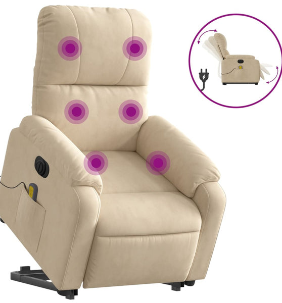 Massagesessel Aufstehhilfe Elektrisch Creme Mikrofasergewebe