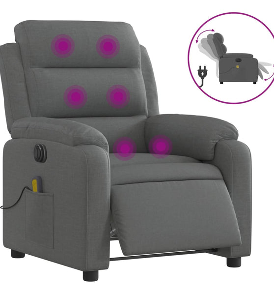 Massagesessel Elektrisch Dunkelgrau Stoff