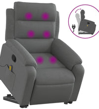 Massagesessel mit Aufstehhilfe Dunkelgrau Stoff