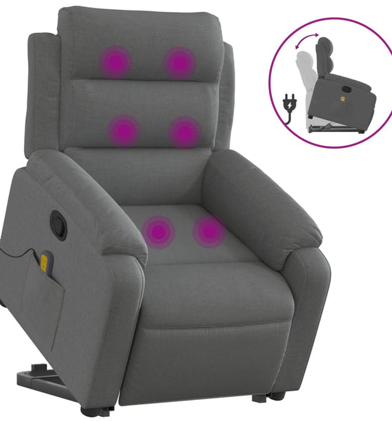 Massagesessel mit Aufstehhilfe Dunkelgrau Stoff