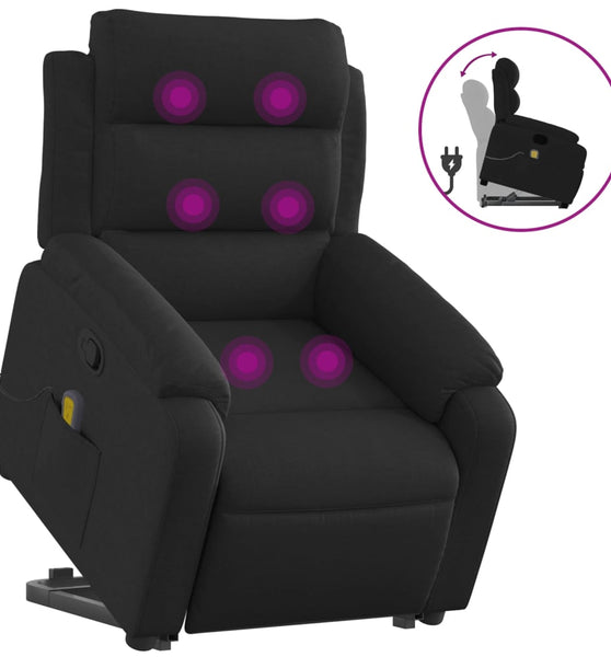 Massagesessel mit Aufstehhilfe Schwarz Stoff