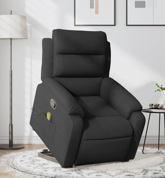 Massagesessel mit Aufstehhilfe Schwarz Stoff