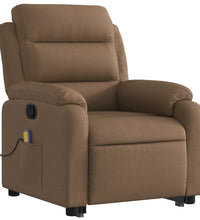 Massagesessel mit Aufstehhilfe Braun Stoff