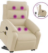 Massagesessel mit Aufstehhilfe Creme Stoff