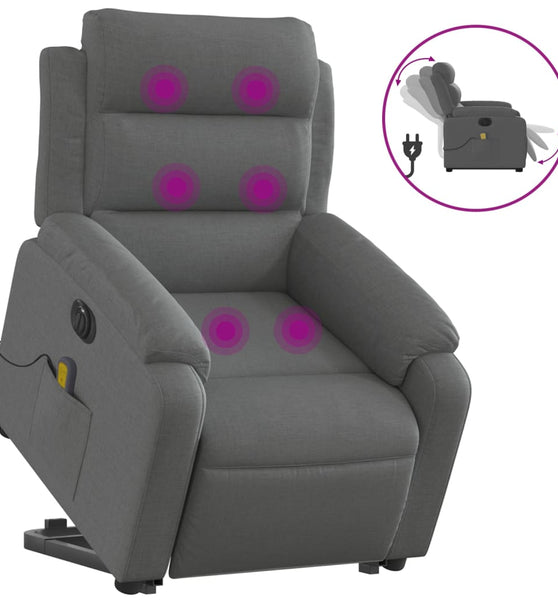 Elektrischer Massagesessel mit Aufstehhilfe Dunkelgrau Stoff