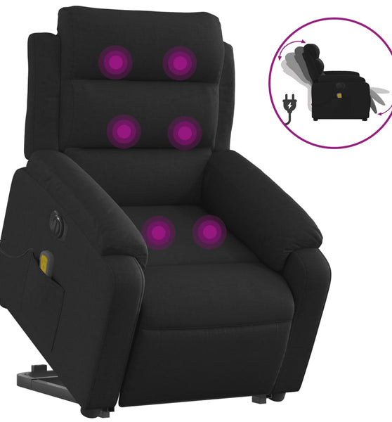 Elektrischer Massagesessel mit Aufstehhilfe Schwarz Stoff