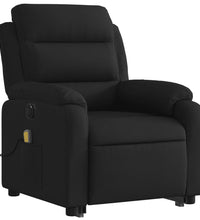 Elektrischer Massagesessel mit Aufstehhilfe Schwarz Stoff