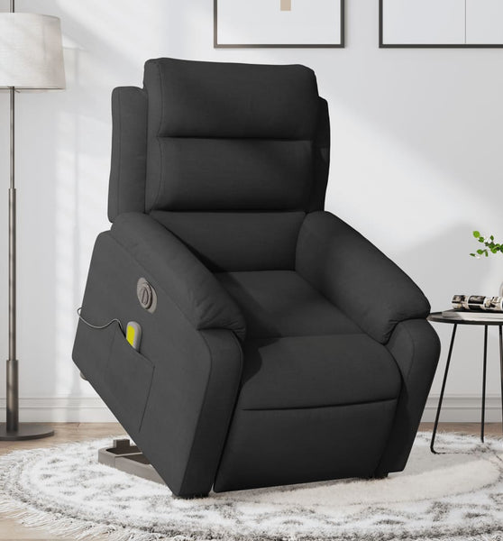 Elektrischer Massagesessel mit Aufstehhilfe Schwarz Stoff