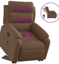 Elektrischer Massagesessel mit Aufstehhilfe Braun Stoff
