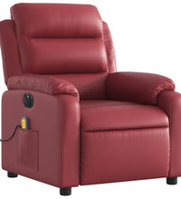 Massagesessel Elektrisch Weinrot Kunstleder