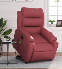 Massagesessel mit Aufstehhilfe Weinrot Kunstleder