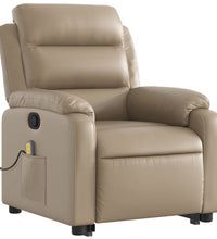 Massagesessel mit Aufstehhilfe Cappuccino-Braun Kunstleder