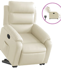 Relaxsessel mit Aufstehhilfe Elektrisch Creme Kunstleder