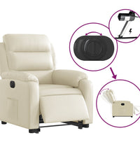 Relaxsessel mit Aufstehhilfe Elektrisch Creme Kunstleder