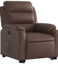 Relaxsessel mit Aufstehhilfe Elektrisch Braun Kunstleder