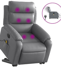 Massagesessel mit Aufstehhilfe Elektrisch Grau Kunstleder