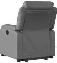 Massagesessel mit Aufstehhilfe Elektrisch Grau Kunstleder
