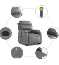 Massagesessel mit Aufstehhilfe Elektrisch Grau Kunstleder