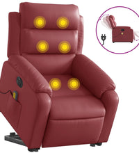 Massagesessel mit Aufstehhilfe Elektrisch Weinrot Kunstleder