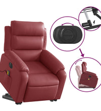 Massagesessel mit Aufstehhilfe Elektrisch Weinrot Kunstleder