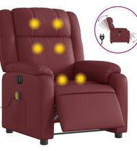 Massagesessel Elektrisch Weinrot Kunstleder