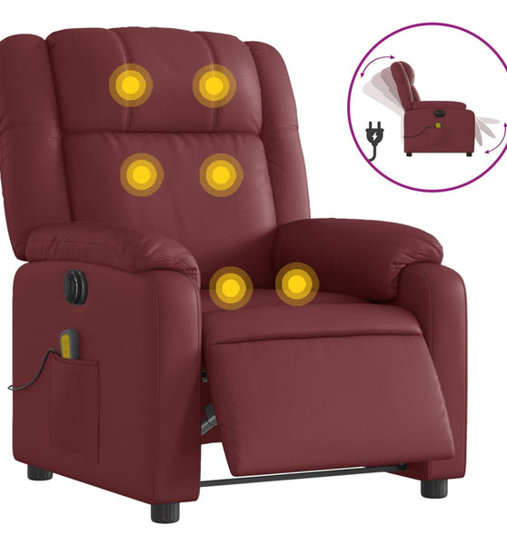 Massagesessel Elektrisch Weinrot Kunstleder