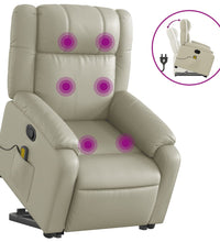 Massagesessel mit Aufstehhilfe Creme Kunstleder