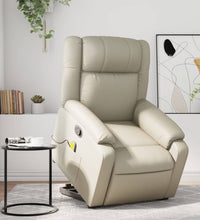 Massagesessel mit Aufstehhilfe Creme Kunstleder
