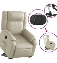Relaxsessel mit Aufstehhilfe Elektrisch Creme Kunstleder