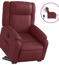 Relaxsessel mit Aufstehhilfe Elektrisch Weinrot Kunstleder