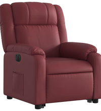 Relaxsessel mit Aufstehhilfe Elektrisch Weinrot Kunstleder