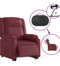 Relaxsessel mit Aufstehhilfe Elektrisch Weinrot Kunstleder