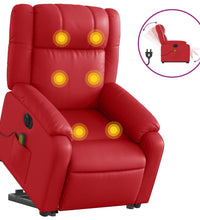 Massagesessel mit Aufstehhilfe Elektrisch Rot Kunstleder