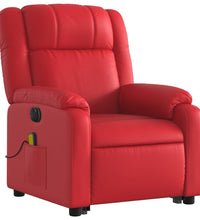 Massagesessel mit Aufstehhilfe Elektrisch Rot Kunstleder