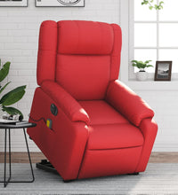 Massagesessel mit Aufstehhilfe Elektrisch Rot Kunstleder