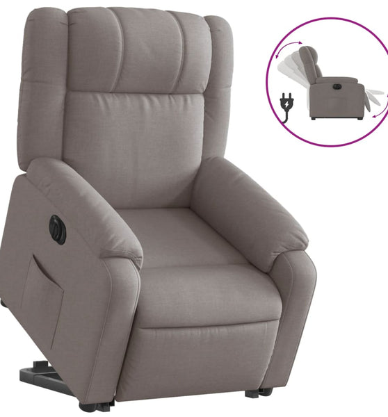 Relaxsessel mit Aufstehhilfe Elektrisch Taupe Stoff