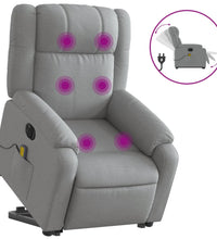 Elektrischer Massagesessel mit Aufstehhilfe Hellgrau Stoff