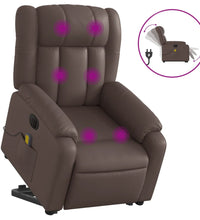 Massagesessel mit Aufstehhilfe Elektrisch Braun Kunstleder