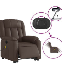 Massagesessel mit Aufstehhilfe Elektrisch Braun Kunstleder