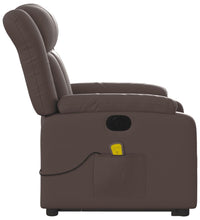 Massagesessel mit Aufstehhilfe Elektrisch Braun Kunstleder