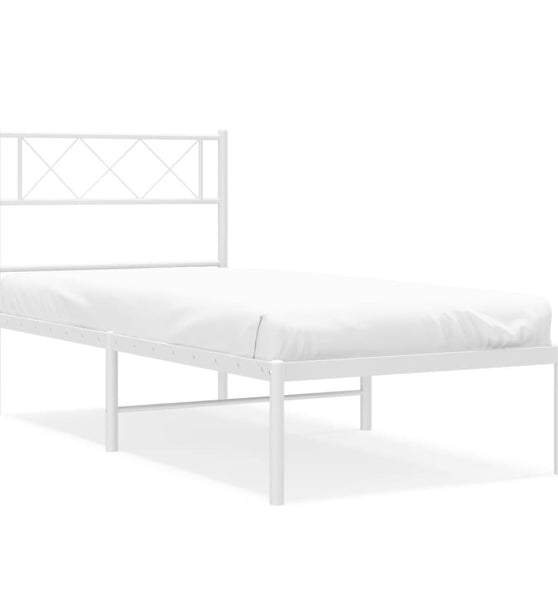 Metallbett ohne Matratze mit Kopfteil Weiß 75x190 cm