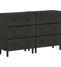 Beistellschränke 2 Stk. Schwarz 60x33x75 cm Massivholz Mango