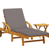 Sonnenliege mit Auflage und Tisch Massivholz Akazie