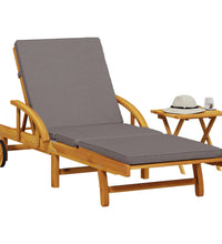 Sonnenliege mit Auflage und Tisch Massivholz Akazie