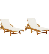 Sonnenliegen 2 Stk. mit Tisch Massivholz Akazie