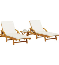 Sonnenliegen 2 Stk. mit Tisch Massivholz Akazie