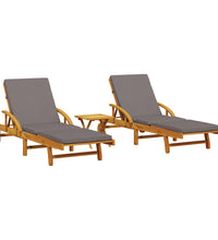 Sonnenliegen 2 Stk. mit Tisch Massivholz Akazie