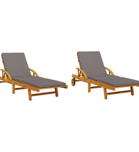 Sonnenliegen 2 Stk. mit Tisch Massivholz Akazie