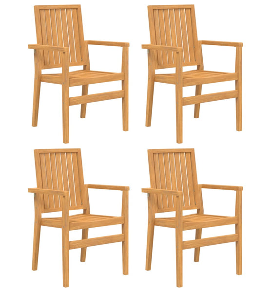 Gartenstühle 4 Stk. Stapelbar 56,5x57,5x91 cm Massivholz Teak